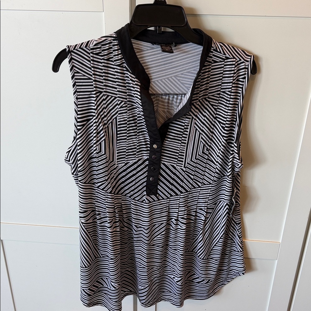 Robert Louis Black and White Striped V-Neck Tank